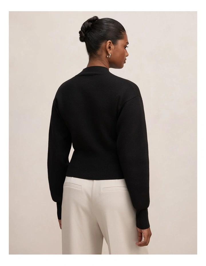 Hanna Zip Knitted Jacket in Black image 2