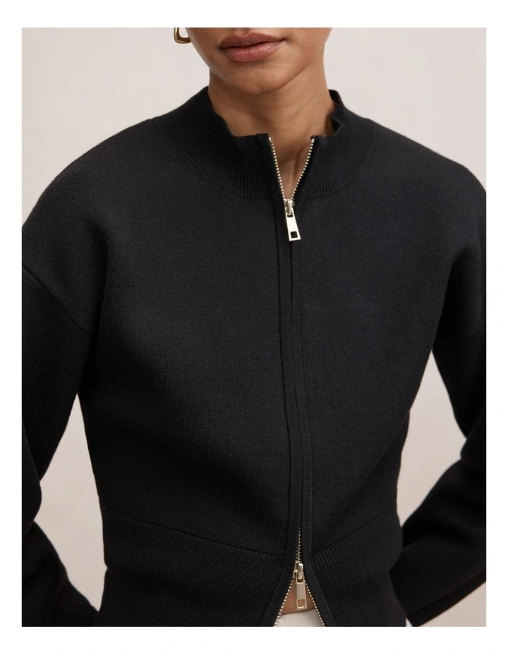 Hanna Zip Knitted Jacket in Black image 4