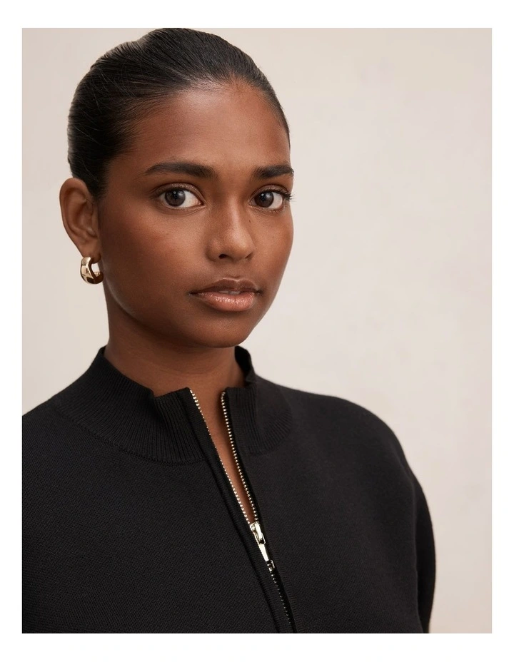 Hanna Zip Knitted Jacket in Black image 4
