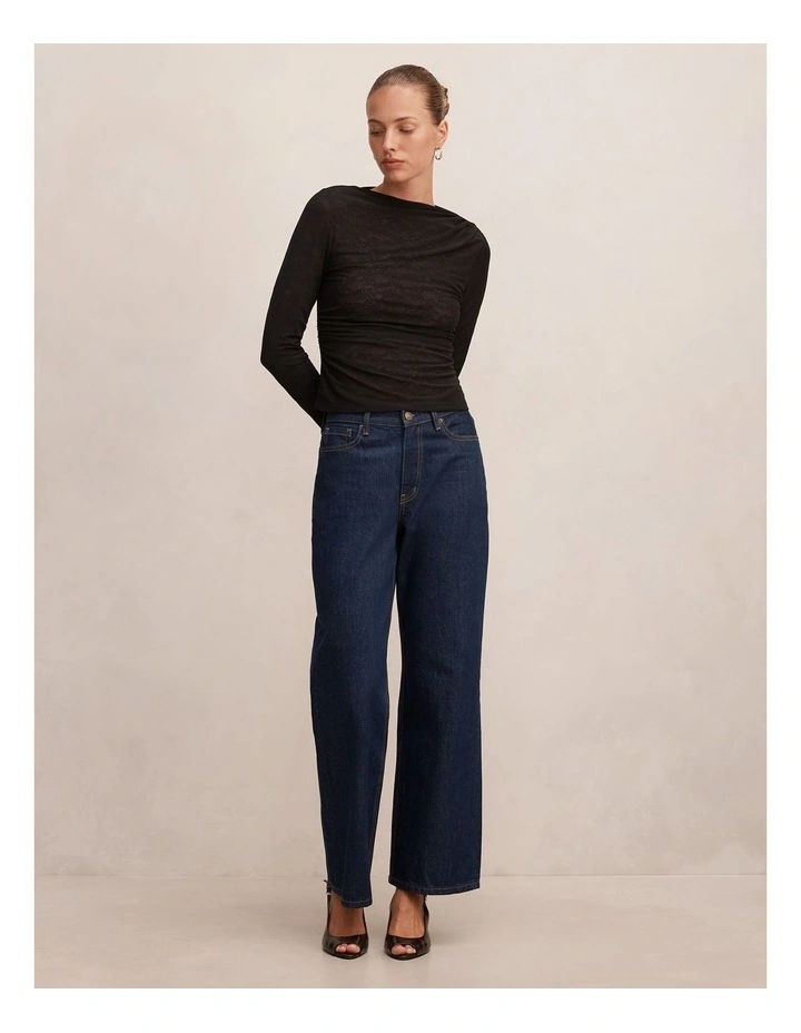 Sloane Lace Long Sleeve Top in Black image 5