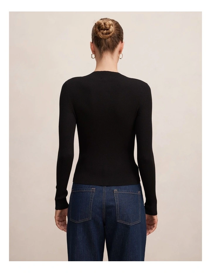Francis Button Detail Top in Black image 2