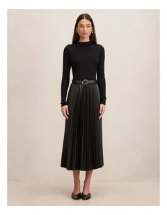 Gianna Pleated Midi Dress in Black