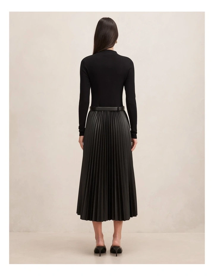 Gianna Pleated Midi Dress in Black image 2