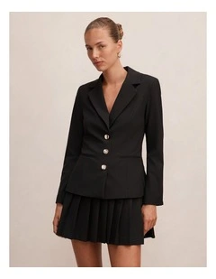 Lenora 2-in-1 Blazer Mini Dress in Black