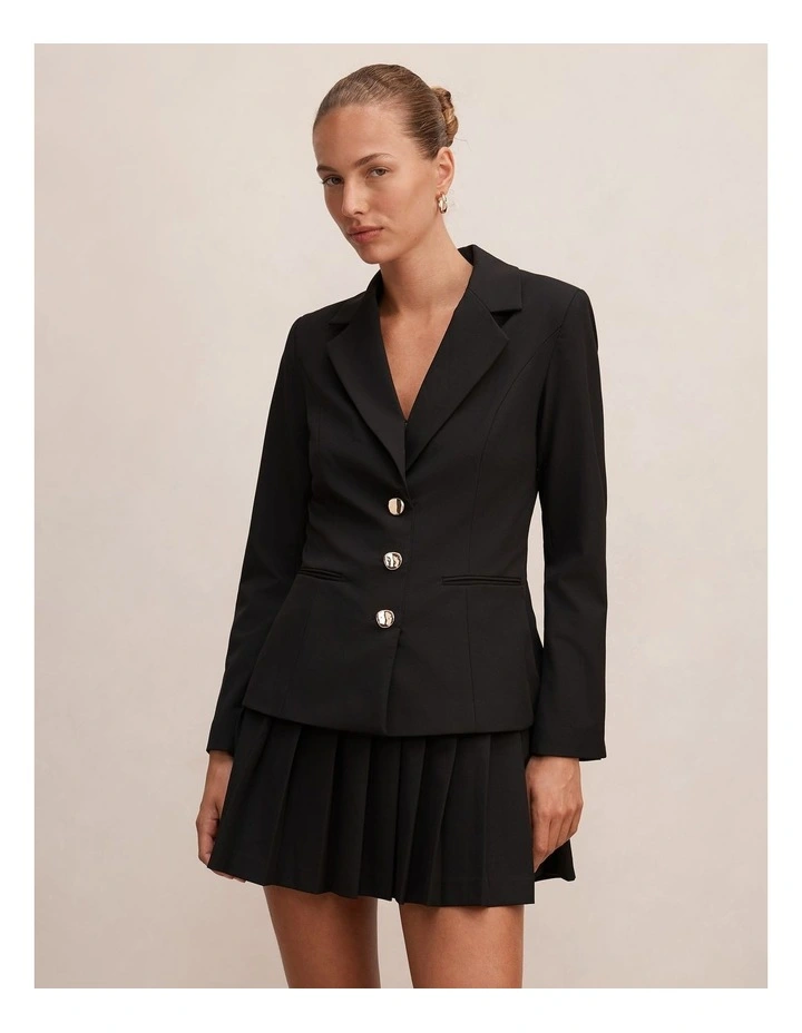 Lenora 2-in-1 Blazer Mini Dress in Black image 1