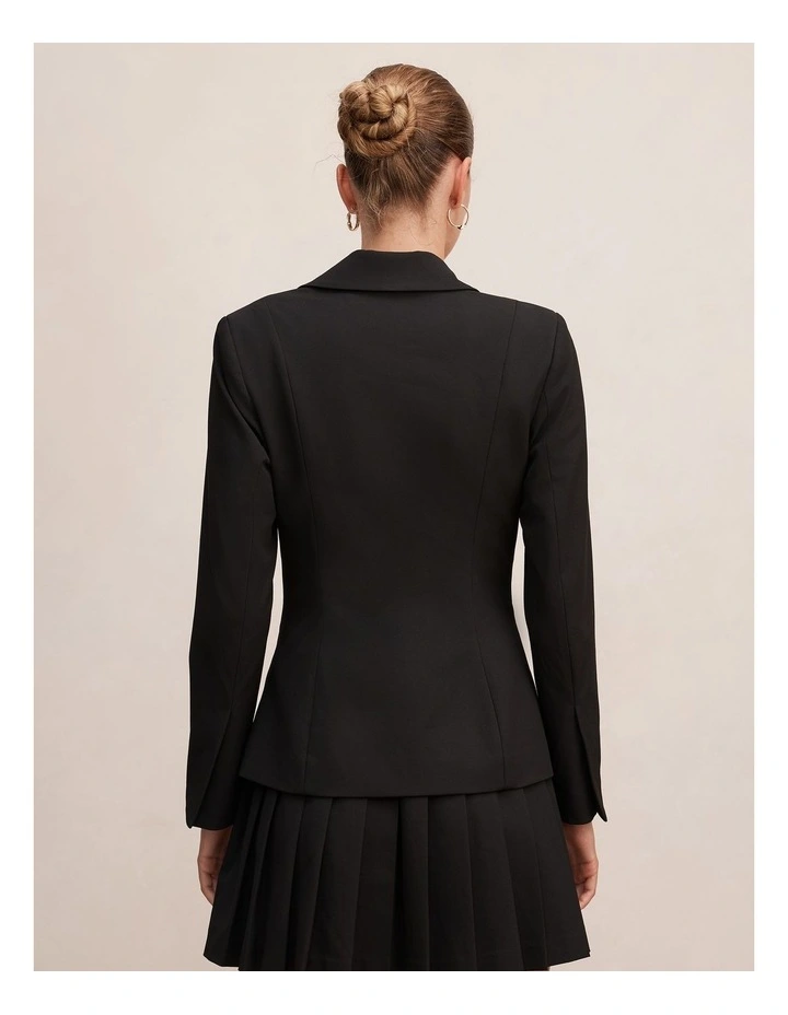 Lenora 2-in-1 Blazer Mini Dress in Black image 2