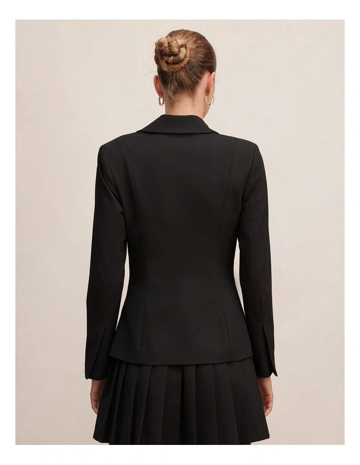 Lenora 2-in-1 Blazer Mini Dress in Black image 2