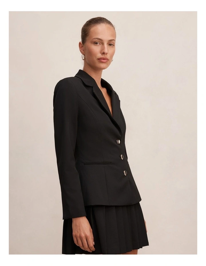 Lenora 2-in-1 Blazer Mini Dress in Black image 3