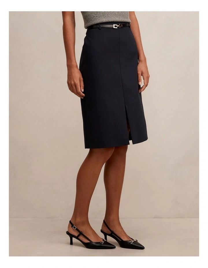 Lucy Belted Pencil Skirt in Navy image 3