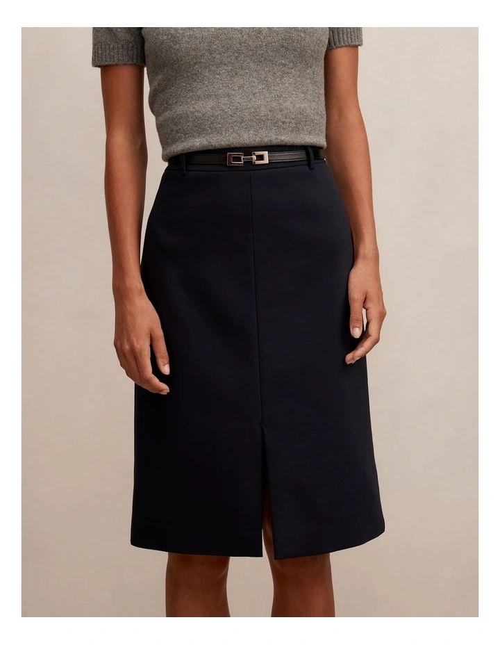 Lucy Belted Pencil Skirt in Navy image 4