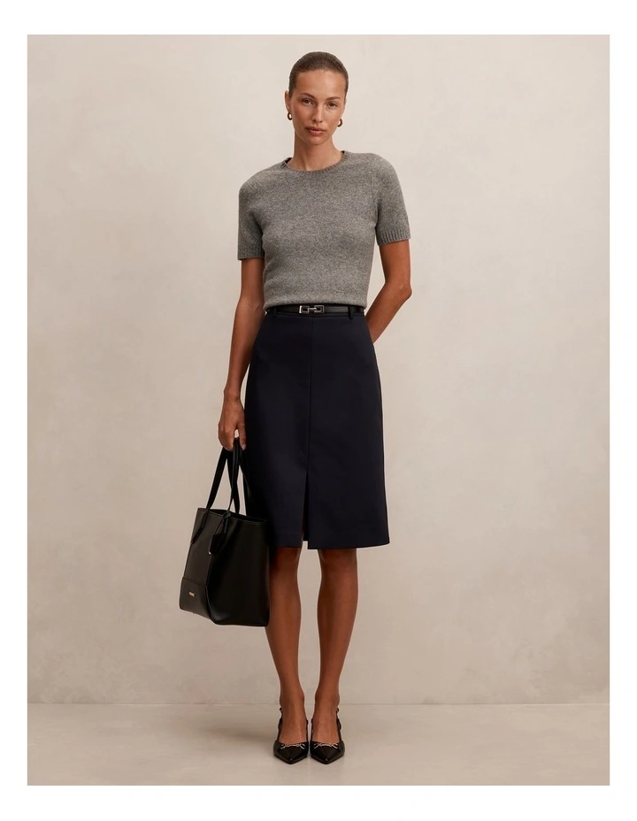 Lucy Belted Pencil Skirt in Navy image 5
