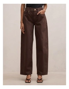 Emma Mid Rise Barrel Jeans in Brown
