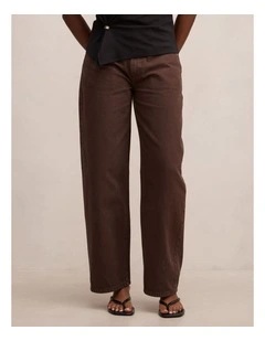 Emma Mid Rise Barrel Jeans in Brown