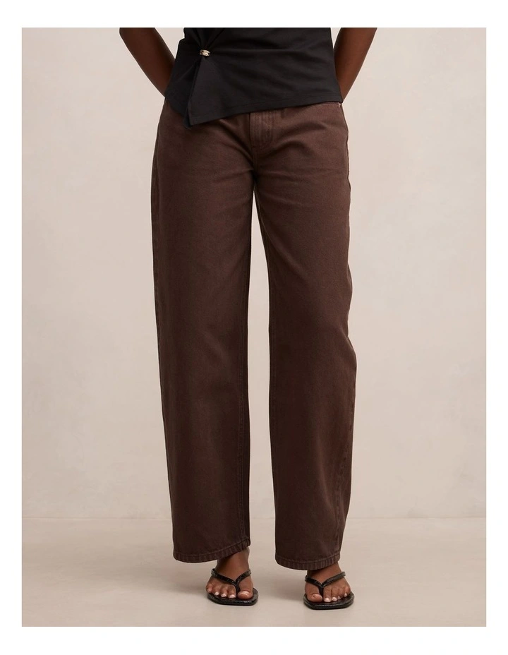 Emma Mid Rise Barrel Jeans in Brown image 1