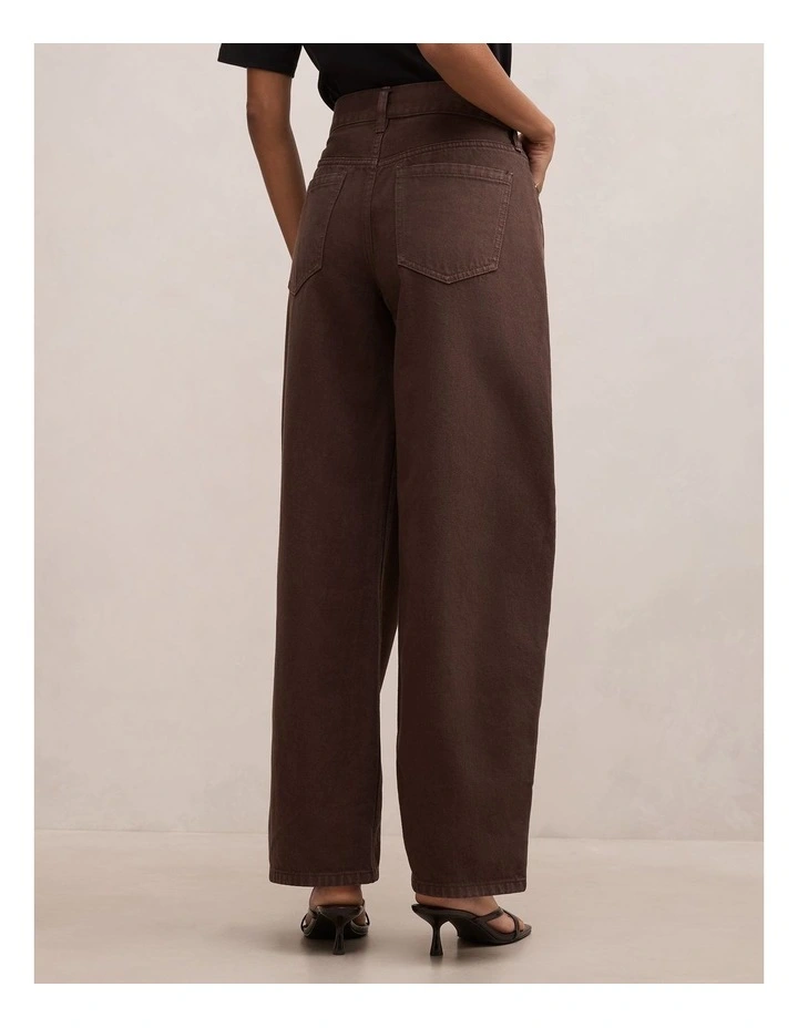 Emma Mid Rise Barrel Jeans in Brown image 2