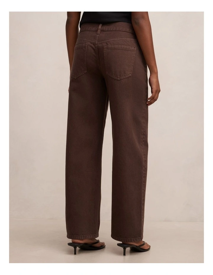 Emma Mid Rise Barrel Jeans in Brown image 2