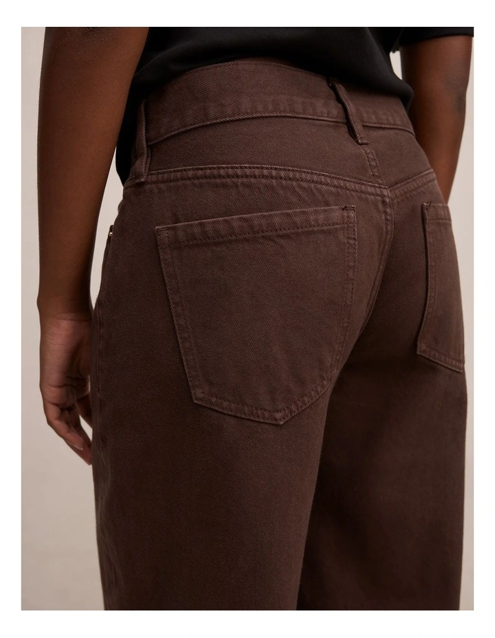 Emma Mid Rise Barrel Jeans in Brown image 4