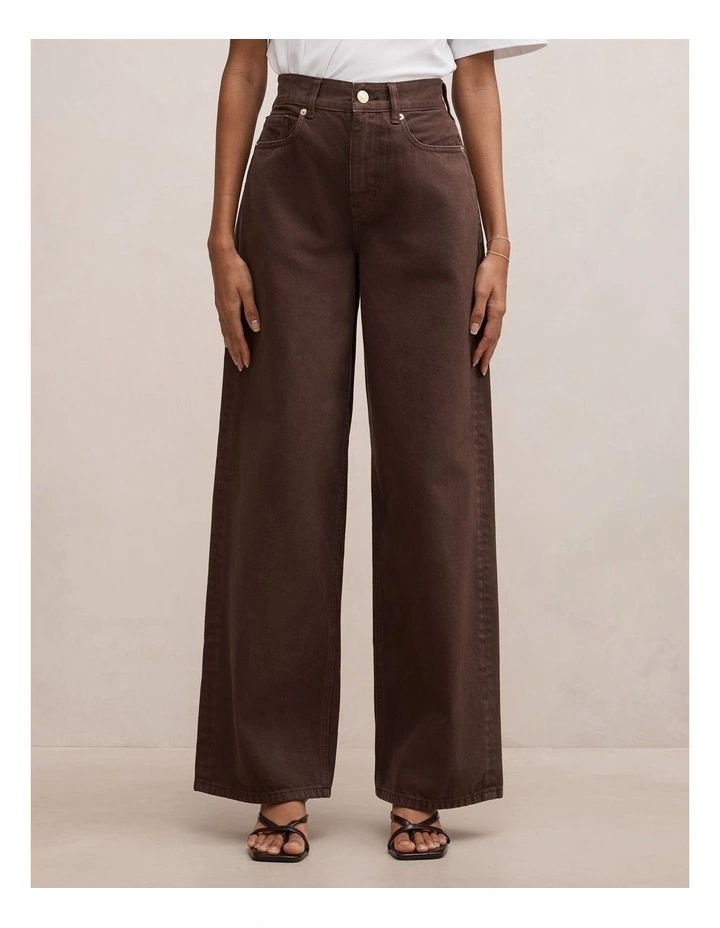 Gia High Rise Wide Leg Jeans in Brown image 1