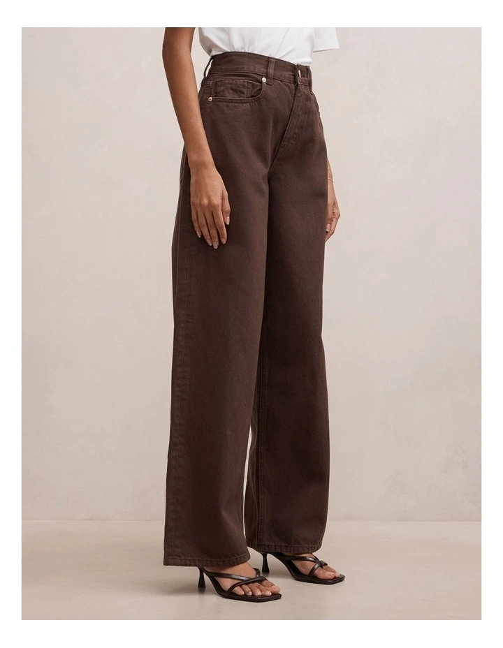 Gia High Rise Wide Leg Jeans in Brown image 3