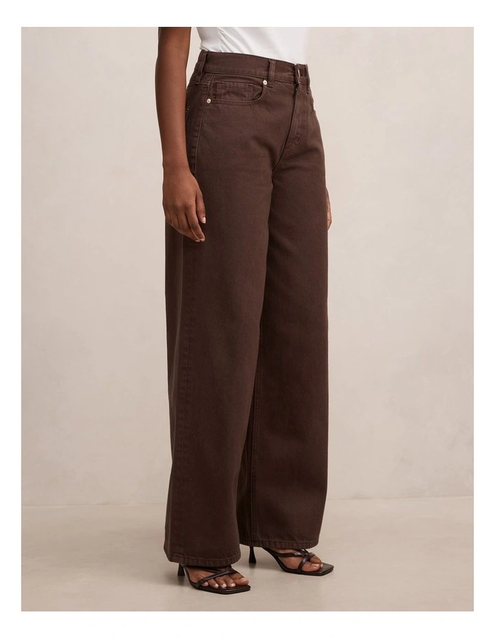 Gia High Rise Wide Leg Jeans in Brown image 3