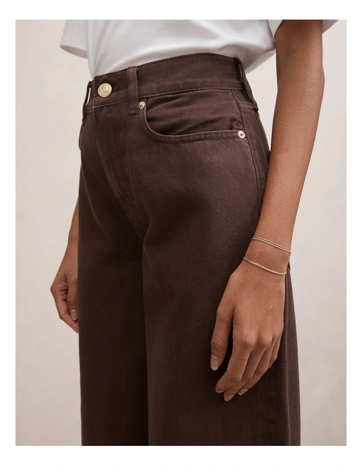 Gia High Rise Wide Leg Jeans in Brown image 4