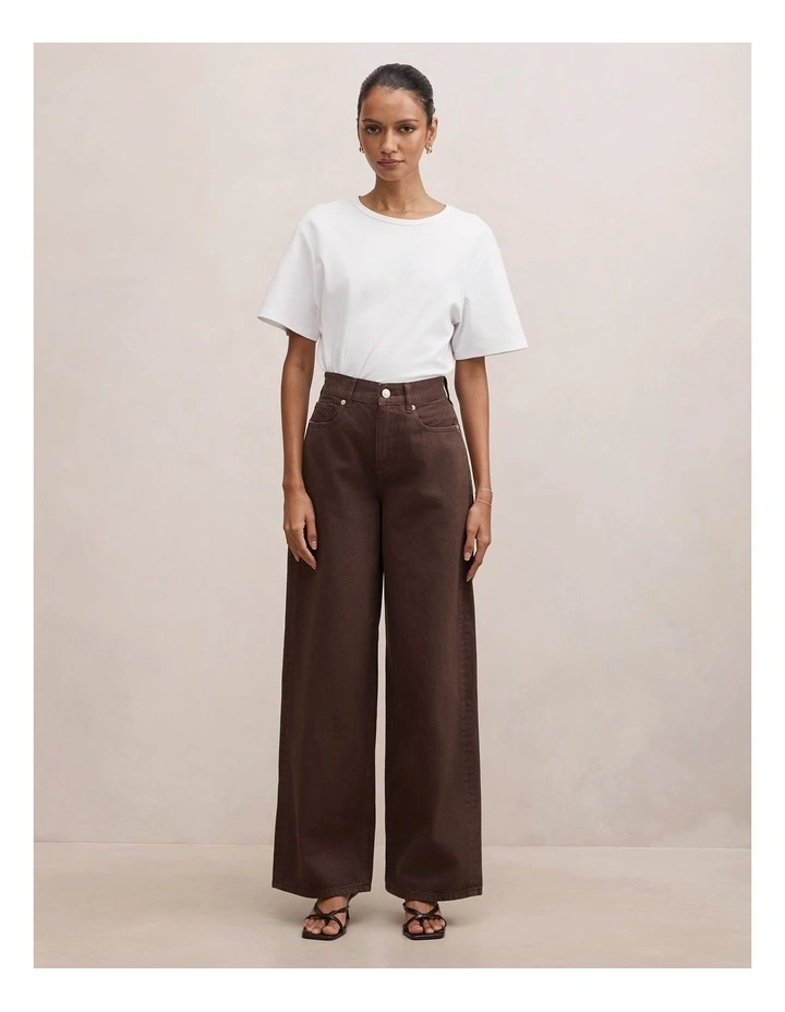 Gia High Rise Wide Leg Jeans in Brown image 5