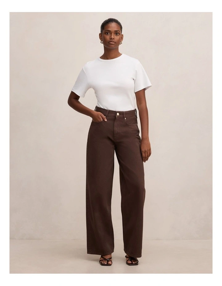 Gia High Rise Wide Leg Jeans in Brown image 5
