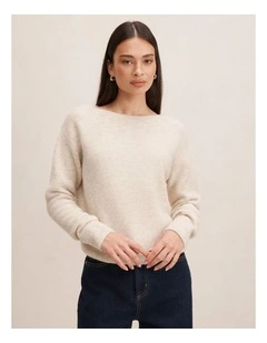 Ariella Slash Neck Sweater in Cream