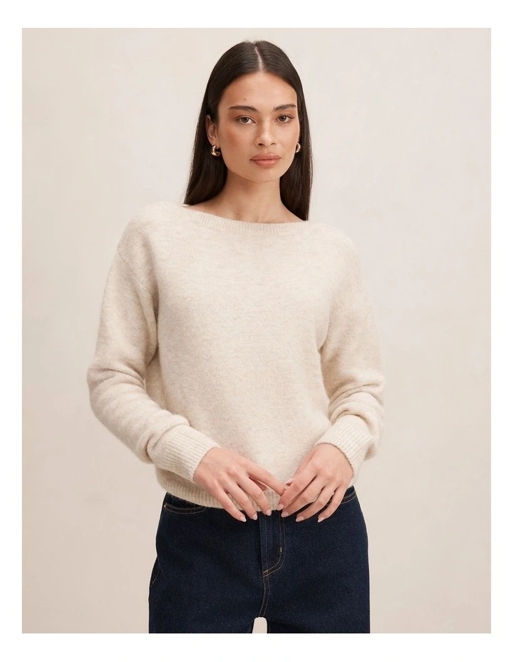 Ariella Slash Neck Sweater in Cream image 1