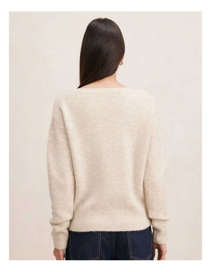 Ariella Slash Neck Sweater in Cream image 2