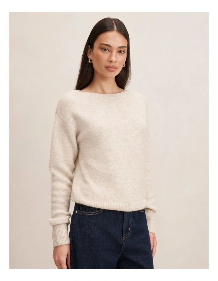 Ariella Slash Neck Sweater in Cream image 3