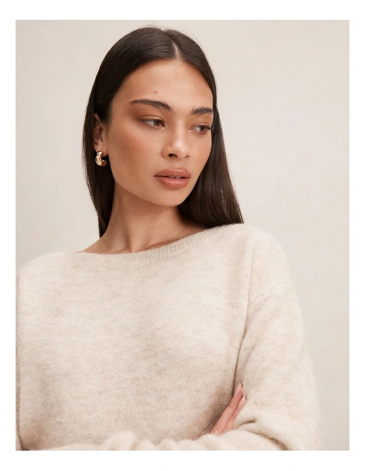 Ariella Slash Neck Sweater in Cream image 4
