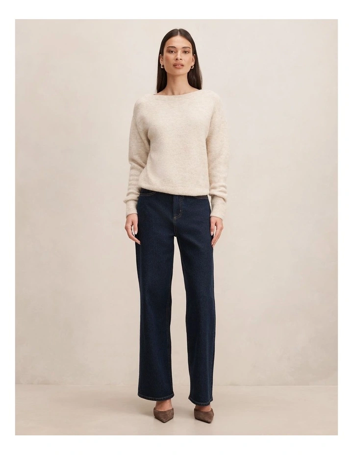 Ariella Slash Neck Sweater in Cream image 5