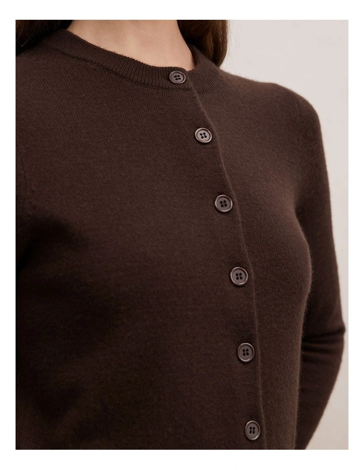 Haisley Merino Blend Knitted Cardigan in Chocolate image 4