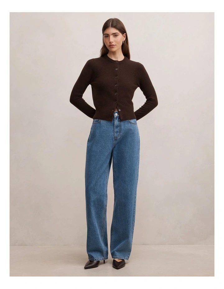 Haisley Merino Blend Knitted Cardigan in Chocolate image 5