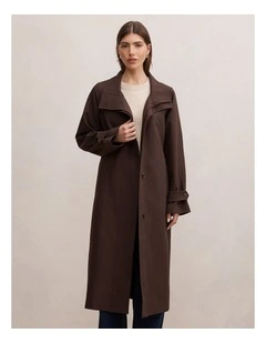 Florence Funnel Neck Trench Coat in Brown