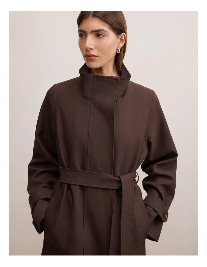 Florence Funnel Neck Trench Coat in Brown image 4