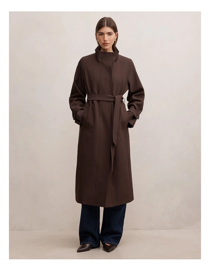 Florence Funnel Neck Trench Coat in Brown image 5
