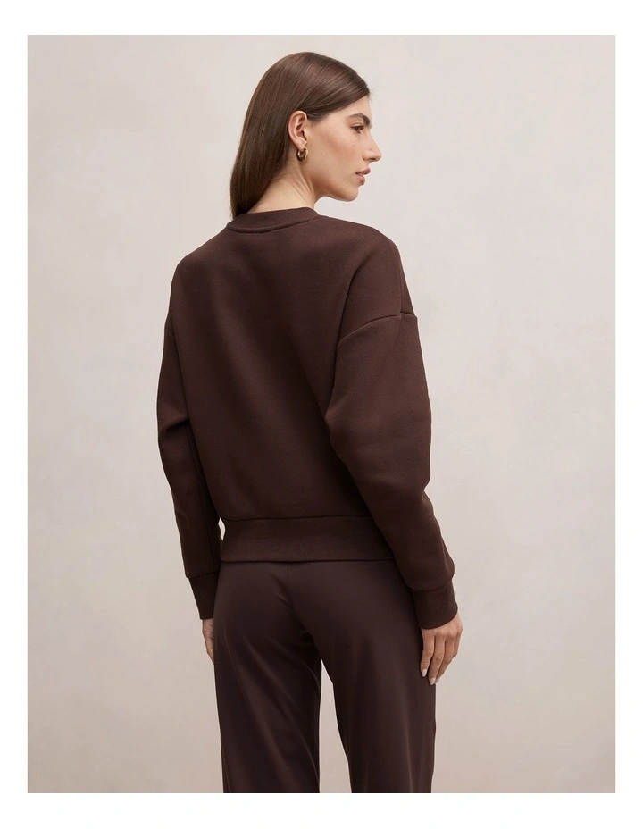 Winnie Fleece Crew Neck Sweater in Brown image 2