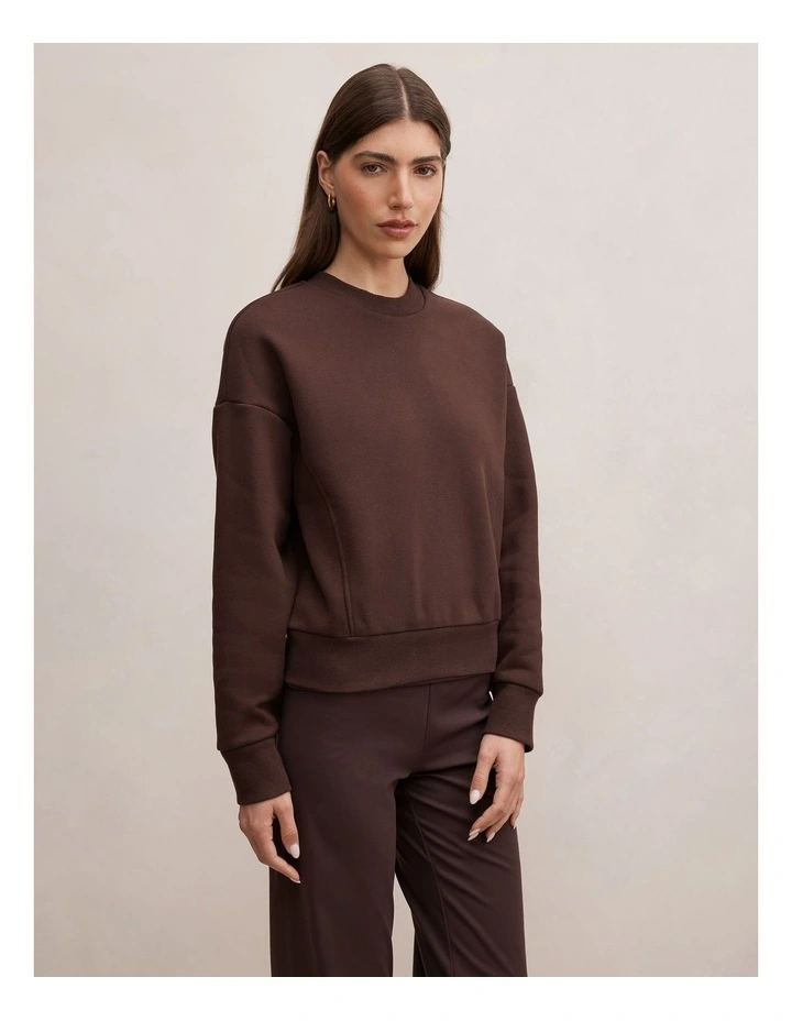 Winnie Fleece Crew Neck Sweater in Brown image 3
