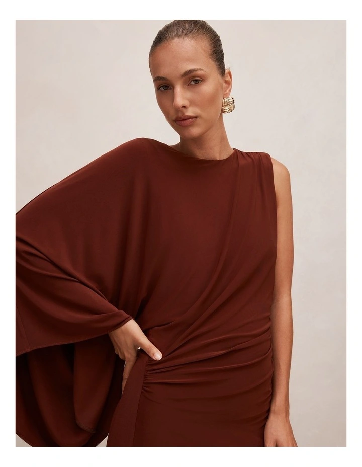 Fleur Cape Shoulder Maxi Dress in Hot Chocolate image 4