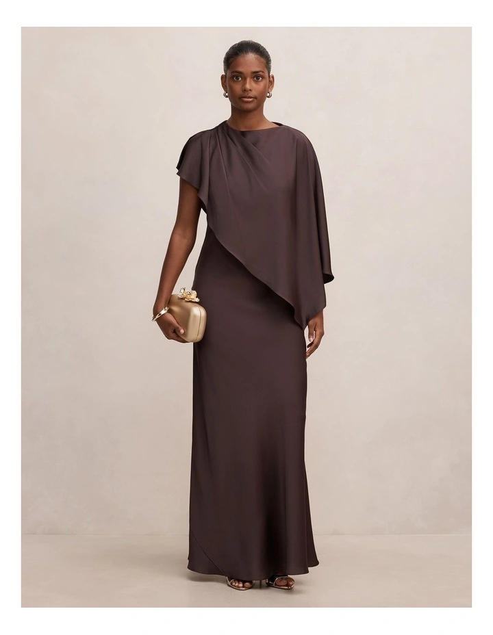 Zinnia Cape Maxi Dress in Warm Chocolate image 1