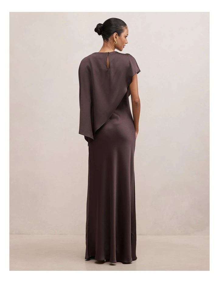 Zinnia Cape Maxi Dress in Warm Chocolate image 2