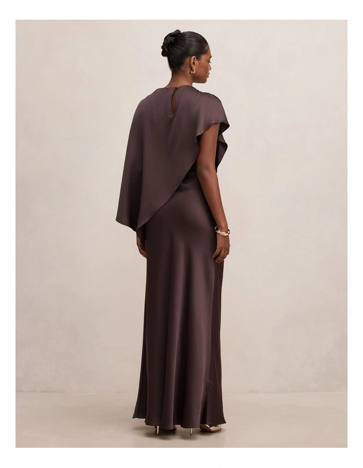 Zinnia Cape Maxi Dress in Warm Chocolate image 2