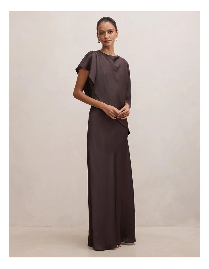 Zinnia Cape Maxi Dress in Warm Chocolate image 3