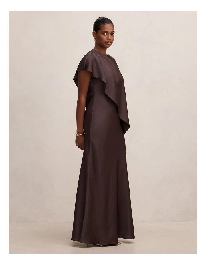 Zinnia Cape Maxi Dress in Warm Chocolate image 3