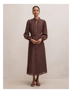 Elena Midi Dress in Brown