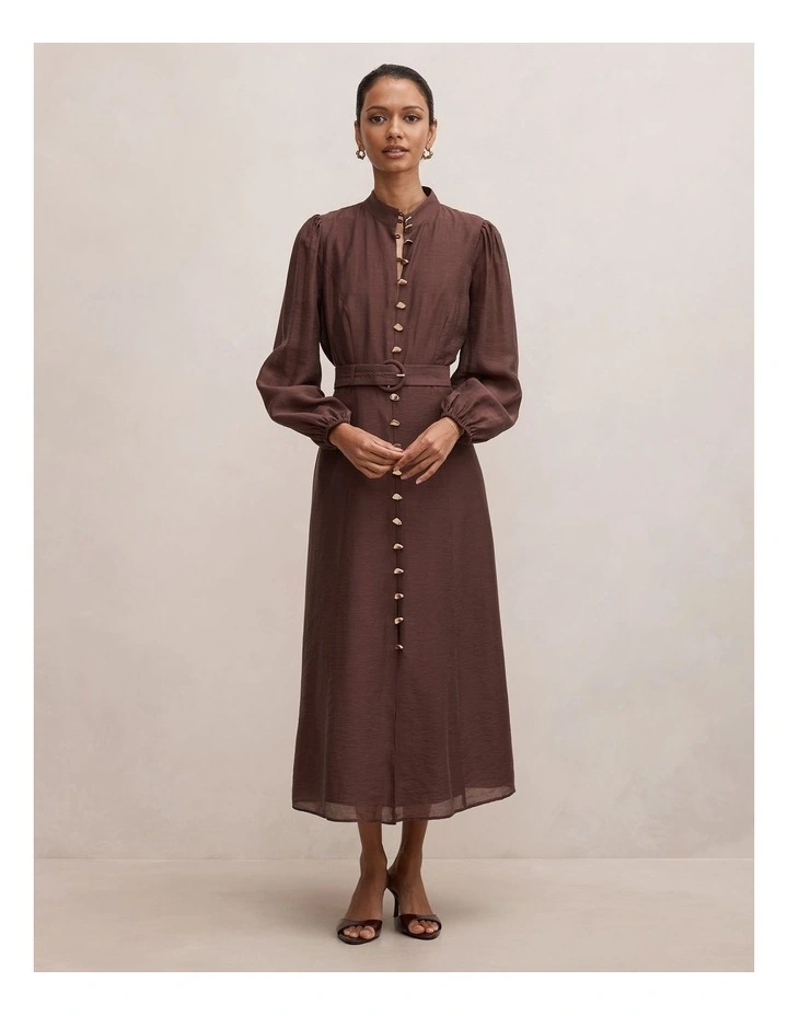 Elena Midi Dress in Brown image 1