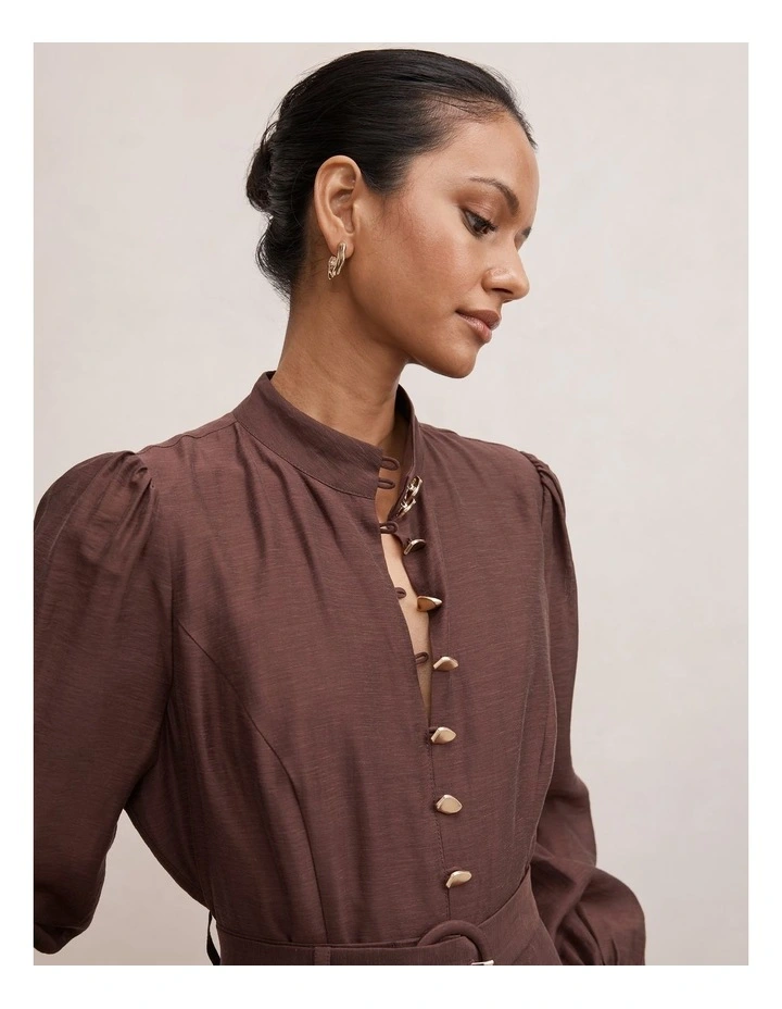 Elena Midi Dress in Brown image 4