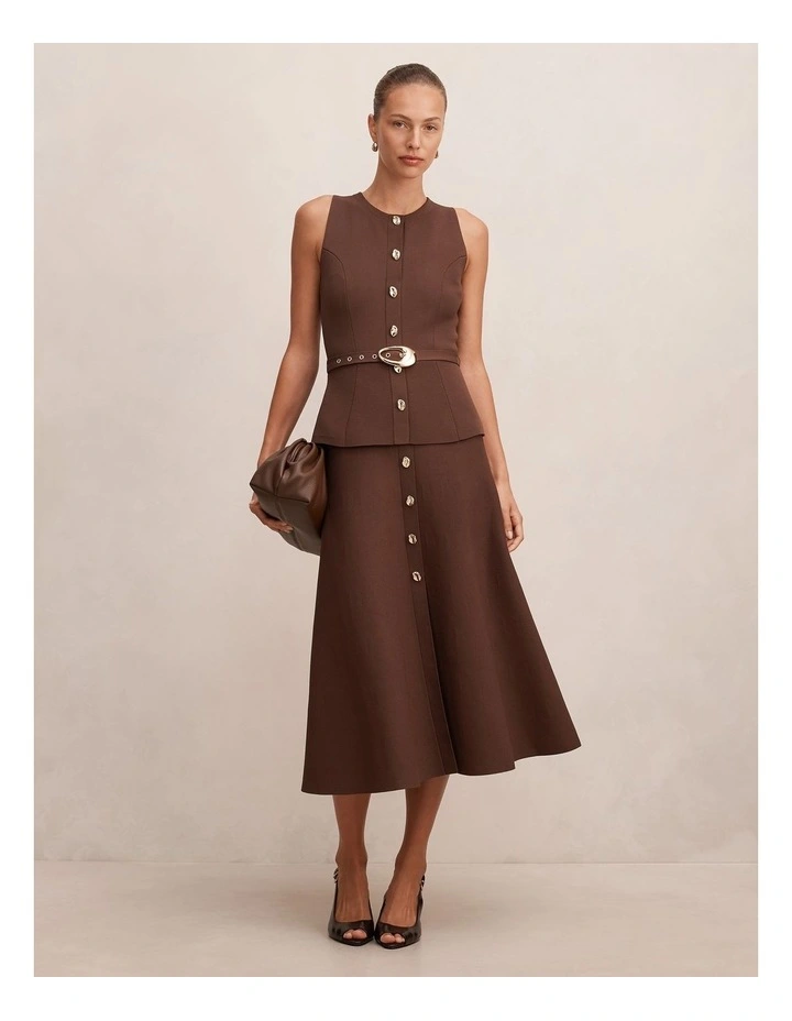 Amelia Layered A-Line Midi Dress in Chocolate Martini image 1